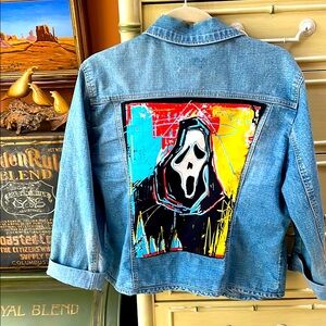 Upcycled SCREAM Jean Jacket size LARGE
